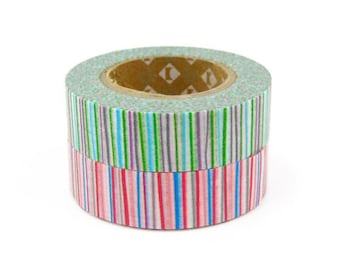 mt Washi Masking Tape - Red & Green Stripes - Set 2 (15m rolls)