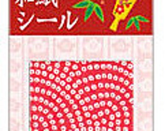 Washi Paper Stickers - Red & White Kimono Squares