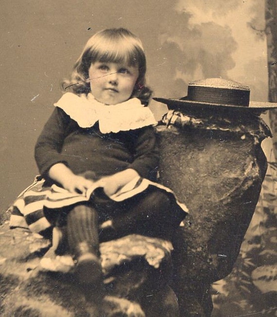 Little Chld With The Buster Brown Hair TINTYPE