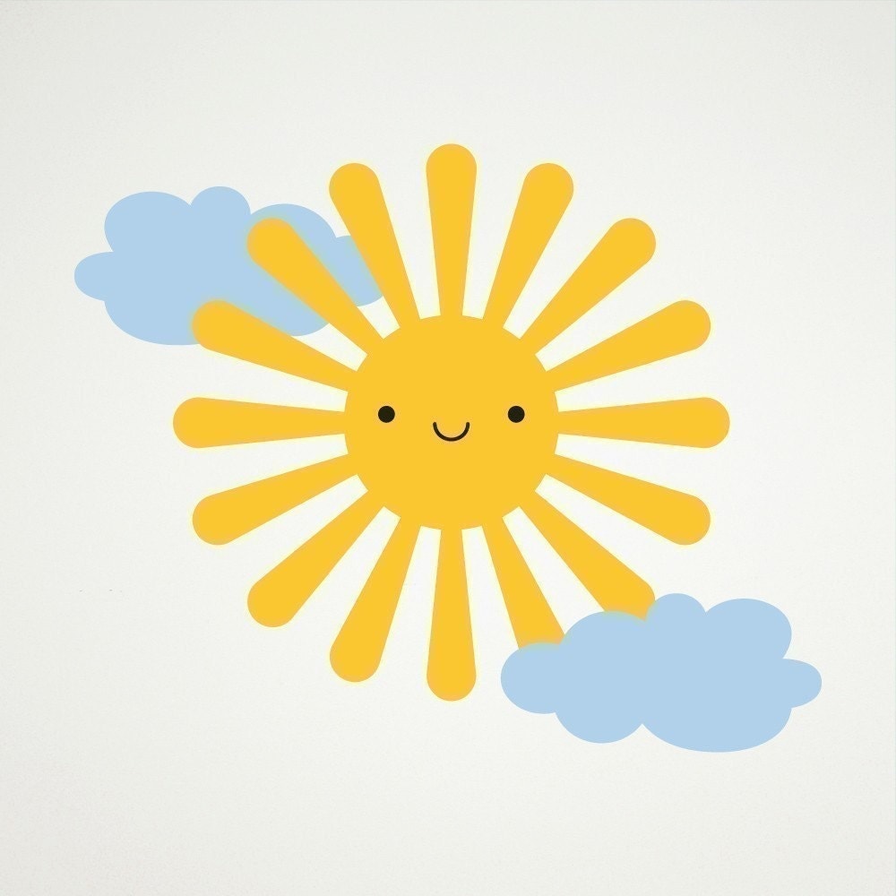 Happy Sun Vinyl Wall Decal Sticker for Baby Nursery Children