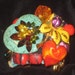 Wendy Gell cuff, Bright colors Red Orange heart with Turquoise heart Wowzie