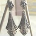 ANTIQUED FINISH Vintage Dangle Pierced Earrings - Edwardian style