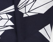 Japanese cotton fabric for yukata - Blue and white origami crane