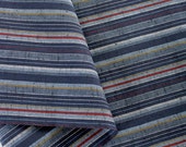 Japanese striped cotton fabric - light and dark blue, gold and red