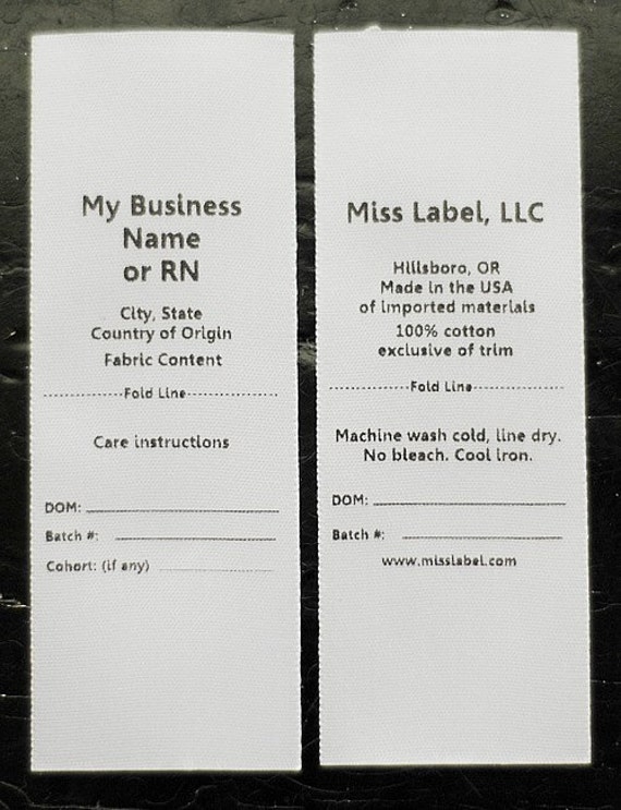Need CPSIA tracking labels 100 Custom satin printed clothing