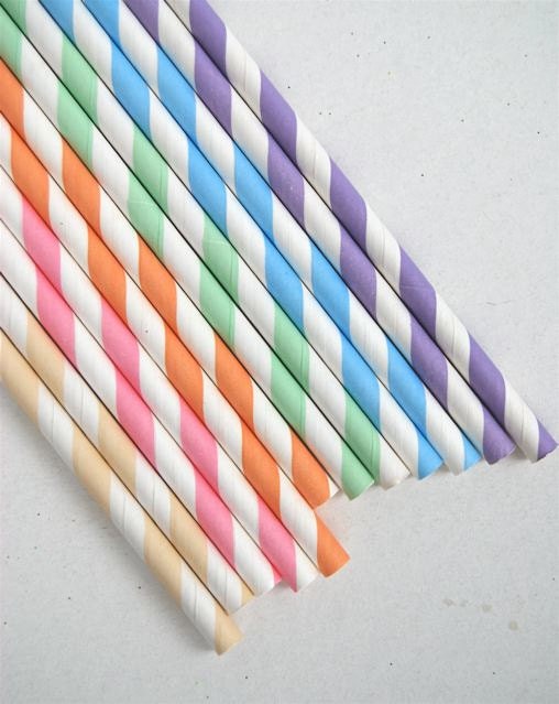 Assorted Pastel Striped Paper Straws and PDF by CupcakeSocial