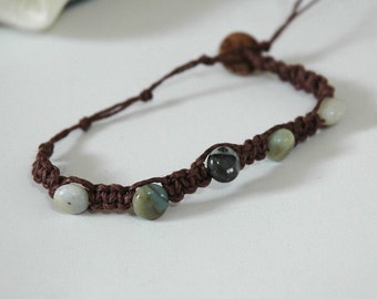 Items similar to Green Jade Stone Knotted Hemp Necklace Free Shipping ...