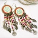 Bohemian chime chandelier earrings - fossil, quartz and white stone