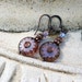 Purple Czech Glass Drop Earrings - Antique Copper, Bohemian, Lavender