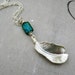 Silver Feather Long Boho Necklace - Teal, Bohemian Czech Glass,