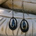 Dangle Earrings - Antiqued Brass, Cubic Zirconia , Black, Drop, Chain, Long, Oval, Minimalist, Gothic
