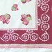 Vintage Linen Kitchen Tablecloth Maroon and Pink