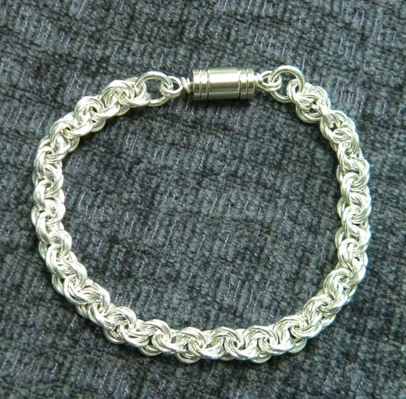Mobius chainmaille sterling silver bracelet by fathersbusiness