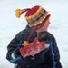 Children's Red Ear Flap Hat - Hens and Chicks