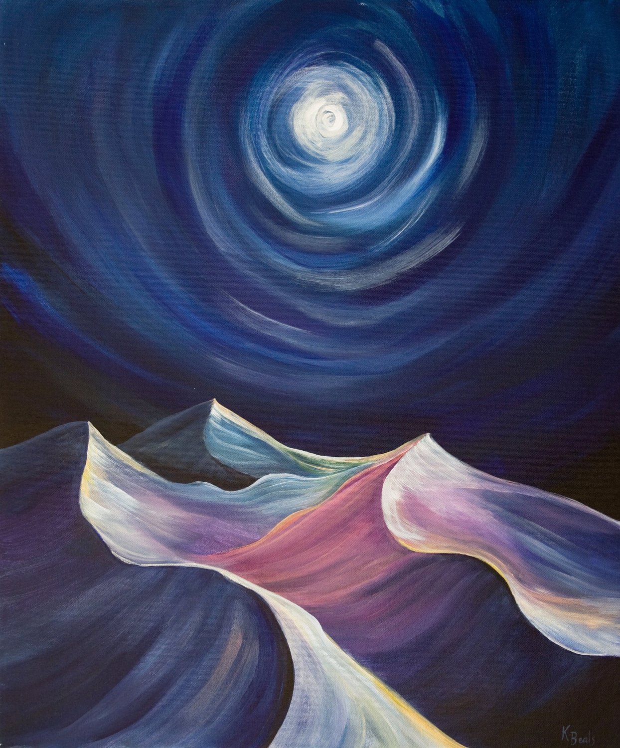 Night Sky over Desert Dunes Painting Stretched by kathrynbeals