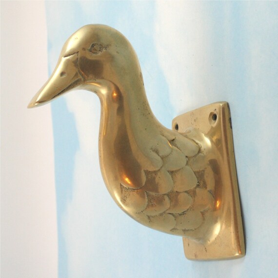 Vintage Brass Duck Head Towel Holder