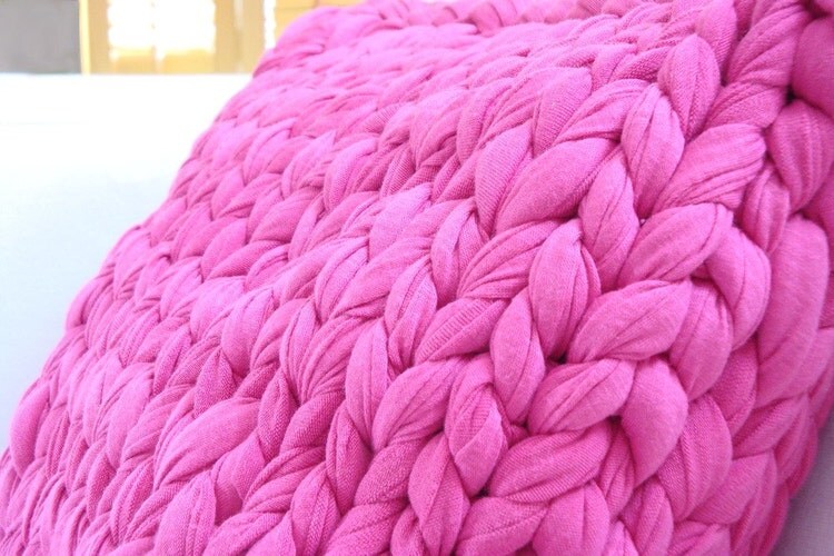 Super BIG knit throw pillow Fuschia by danasjoy on Etsy