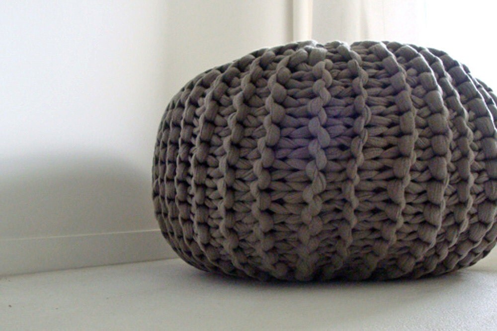 Super Chunky Knit Pouf in Mushroom Large by danasjoy on Etsy