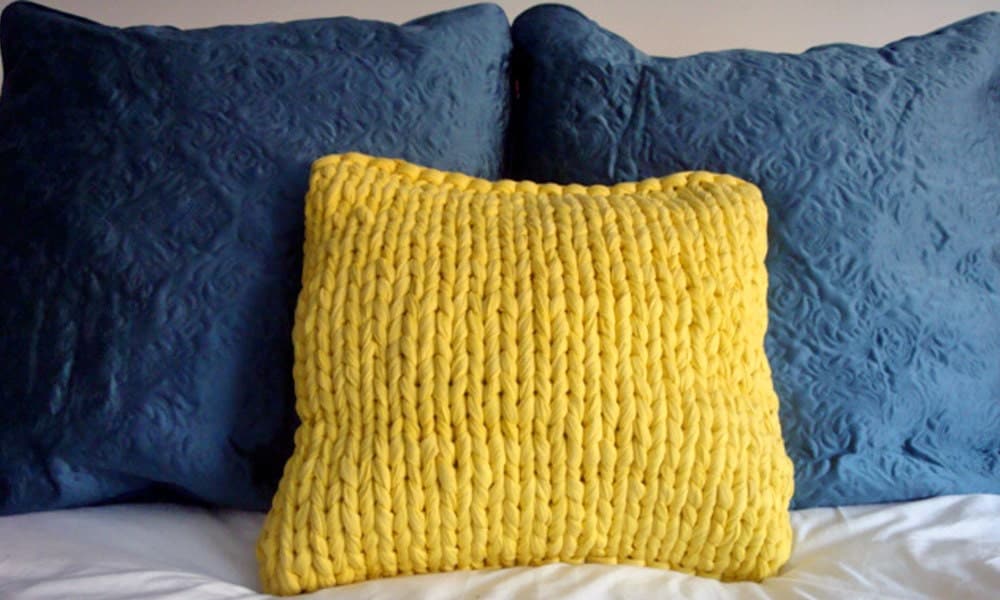 Super Chunky Knit 18 Pillow Lemon Yellow by danasjoy on Etsy