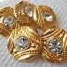 2 Vintage Buttons - Gold Metal and Rhinestone - LAST in Stock