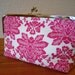 ON Sale Clutch in Hot Pink Damask with Silver Clasp Frame