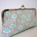 Sale Gift Clutch Handbag in Gray and Blue with Silver Clasp great for bridesmaids