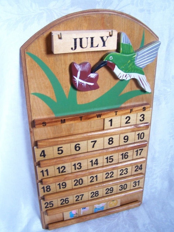 Vintage Wooden Perpetual Calendar Wall Hanging