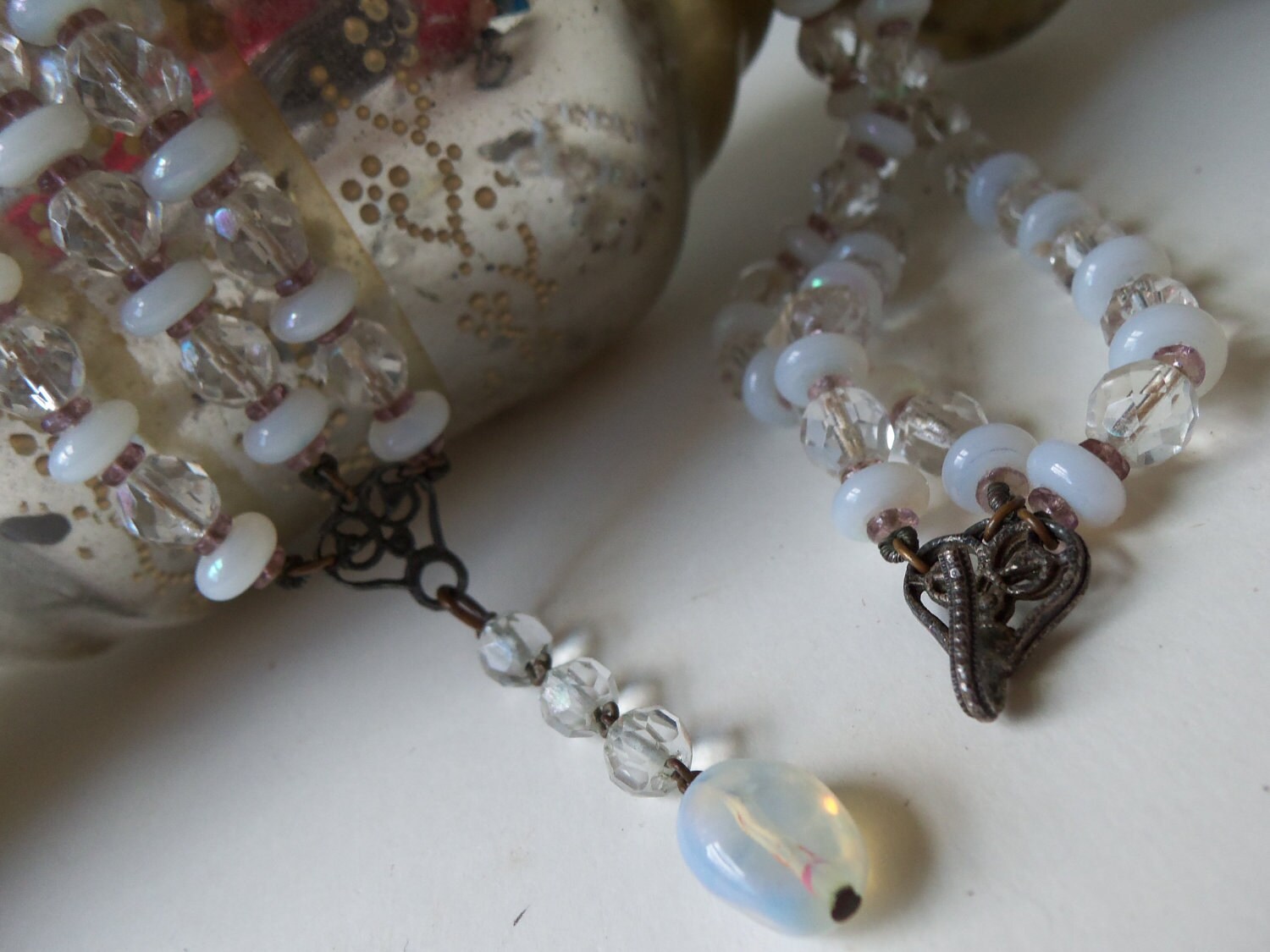 vintage glass crystal bead necklace Haute Juice
