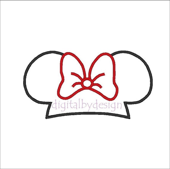 Items similar to Minnie Mouse Ears Hat Digitized Applique Embroidery ...