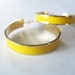 Vintage Enamel Hoop Earrings Sunshine Yellow and Gold Pierced