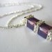 Crystal and Rhinestone Pendant Purple Opaline Swarovski and Rhinestone Squaredelles