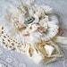 Tattered Rose Pin from Vintage Fabrics and Vintage Rhinestone and Pearl Jewelry