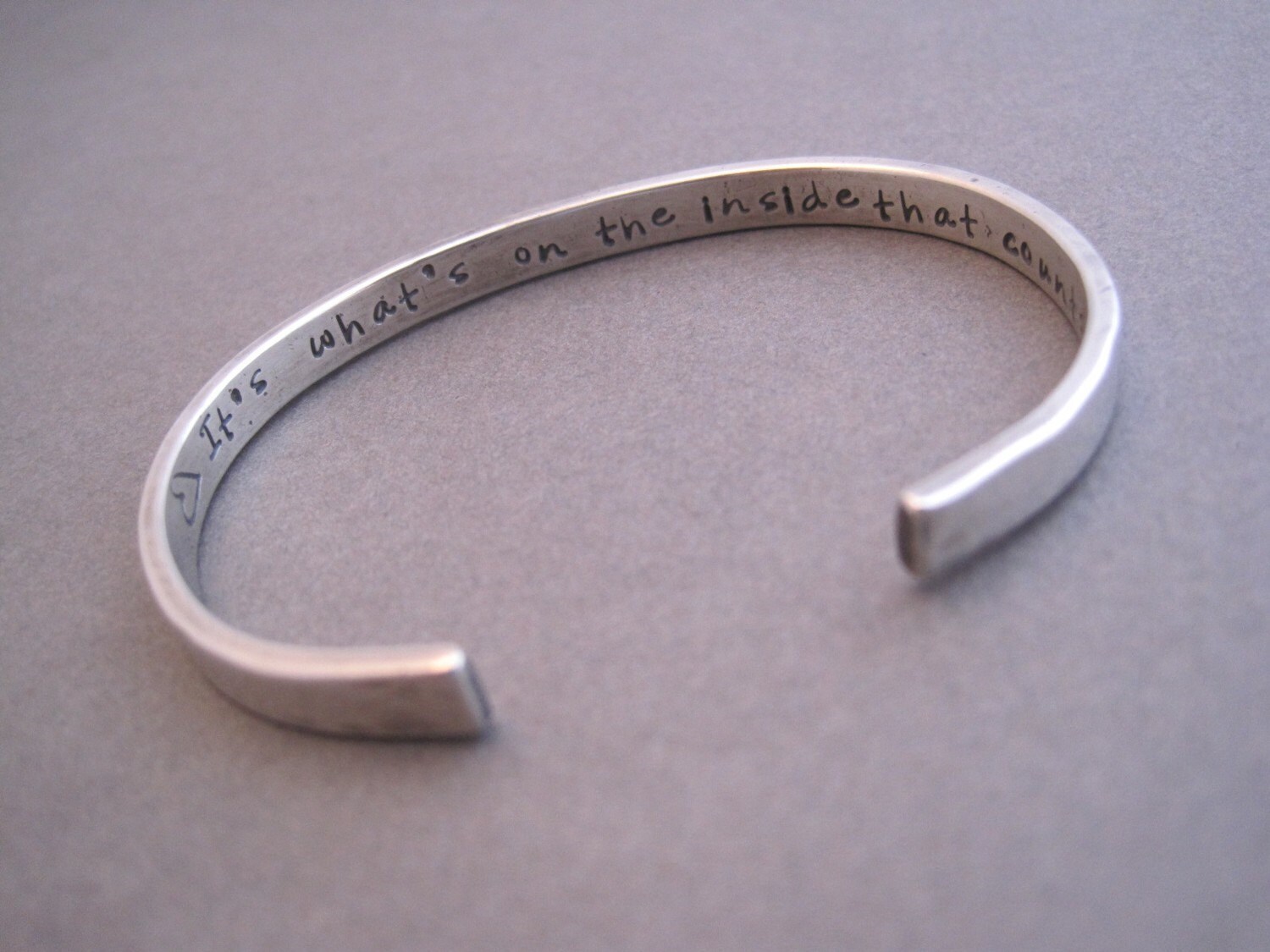 Silver Cuff Bracelet It's What's on the Inside That by TrudyJames
