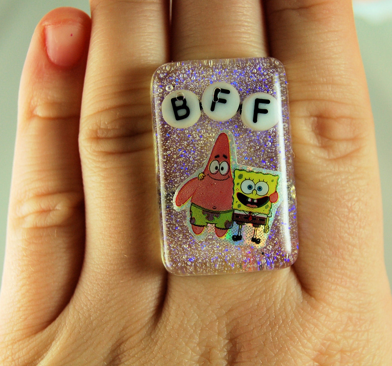 Spongebob and Patrick BFF resin ring