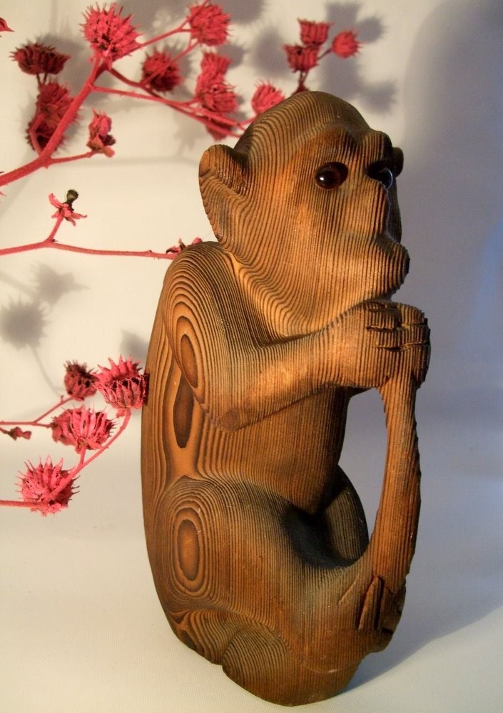 wooden monkey statue