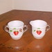 Reserved For Ms. B Johnson) Vintage Painted Strawberry Glass Cream and Sugar Set