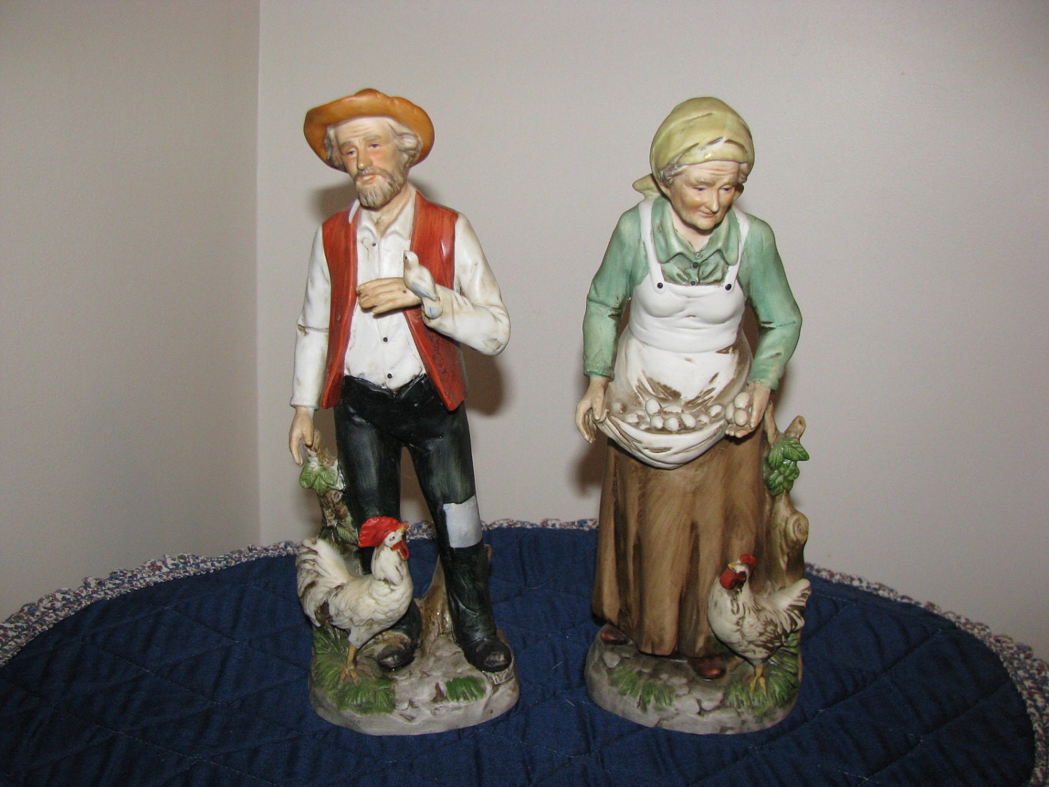 Vintage Man and Woman Figurines With Chickens 1434 Homco/Home