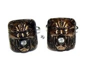 Cufflinks - Sterling Silver - Antique glass "Roarr" - by Lissie Design - rockabilly - gothic - stylish - for him
