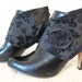 Black rose flocked taffeta fashion spats