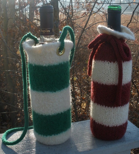 Wine Bottle Tote\ Gift Bag Knitting Pattern EASY