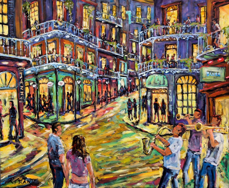 New Orleans Jazz Night Large Oil Painting
