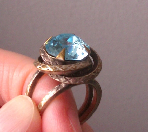 FRENCH Antique 1930s 1940s Costume Jewelry Ring Silver Metal