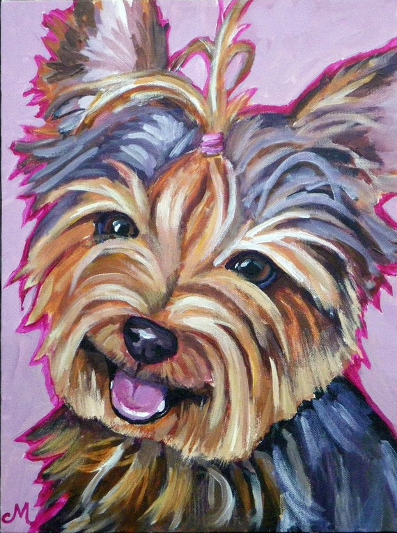 Original Acrylic Painting Yorkie Dog Painting