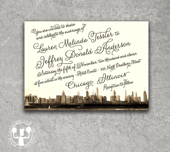 Vintage Chicago Invitation Save the Date