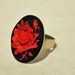 Resin Black and Red Rose Cameo Ring - Adjustable