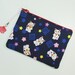 Maneki-neko Zipper Pouch/ Coin Purse - indigo blue