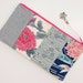 Vintage Kimono Patchwork Zipper Pouch- Sky Blue