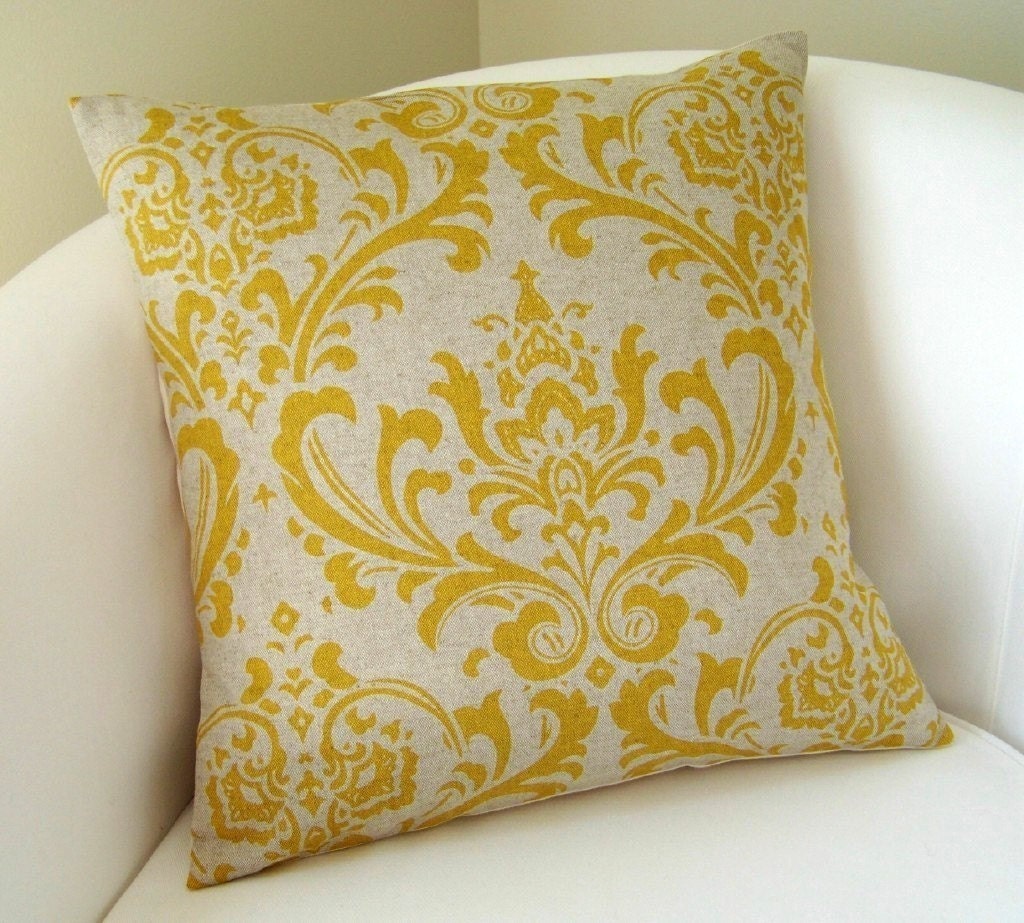 Decorative Pillow Cover Yellow on Linen Color Accent Pillow