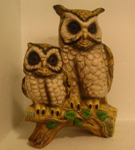 Vintage Owl Figurines Collectibles Kitsch Woodsy Decor