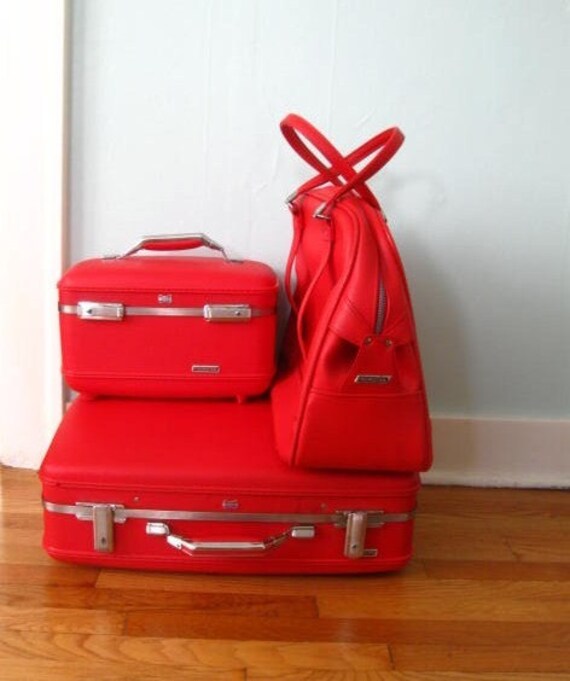 Vintage American Tourister Red Luggage Set FREE SHIPPING